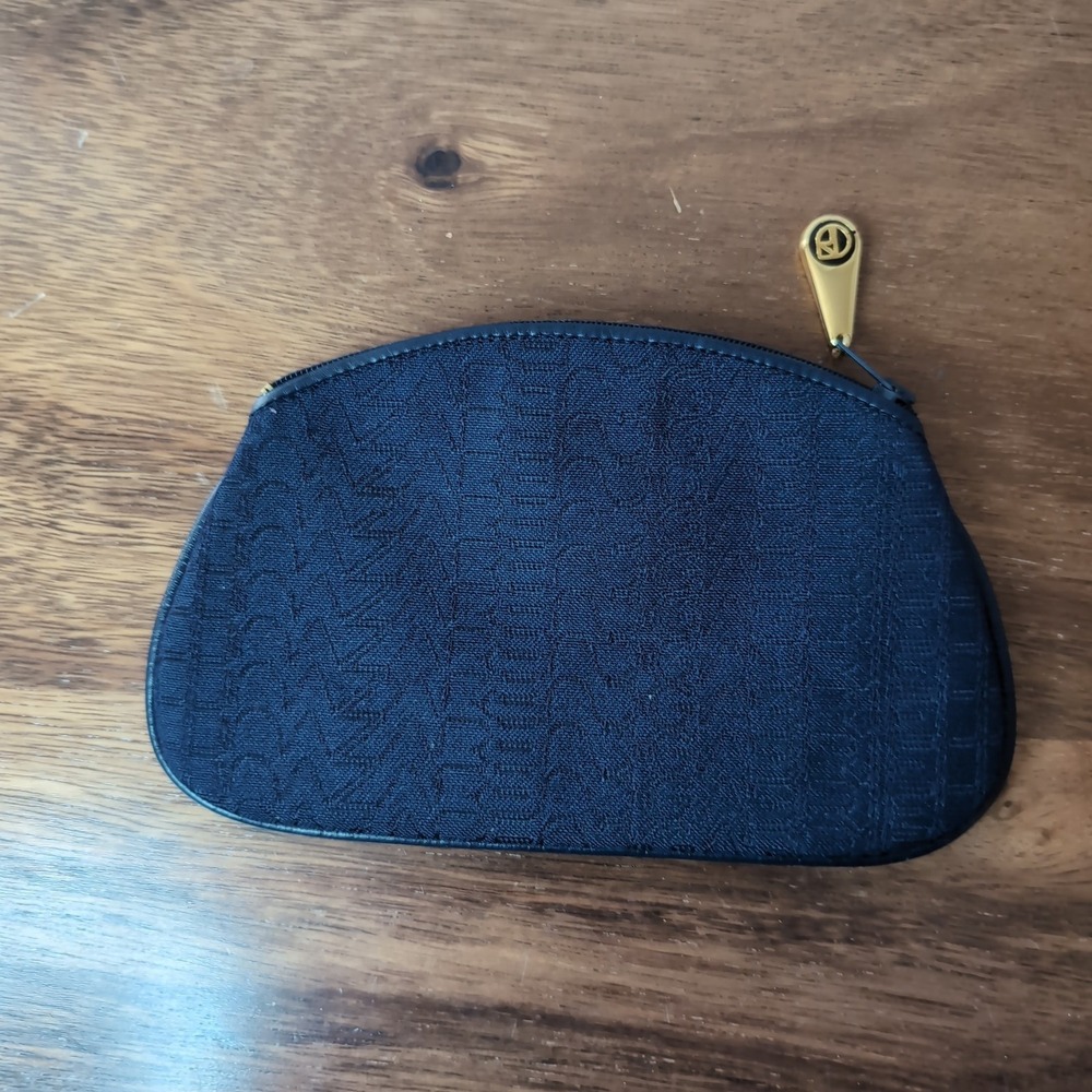 Nazareno Gabrielli Vintage Navy Monogram Cosmetic Pouch Made in Italy with Box